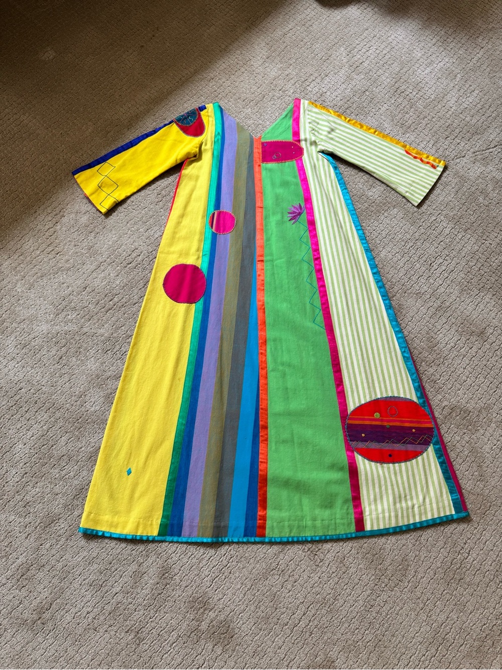 Josefa Colorblock Maxi Dress with Bold Geometric Accents - Yellow, Green, Pink - Picture 2 of 12